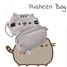 Pusheen Cat Makeup Soft Plush Doubledeck Zipper Bag Portable Cartoon  Box  Gift