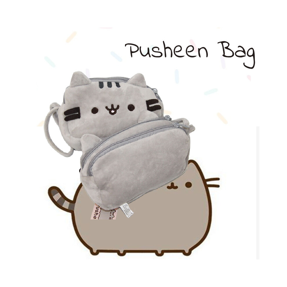 Pusheen Cat Makeup Soft Plush Doubledeck Zipper Bag Portable Cartoon  Box  Gift