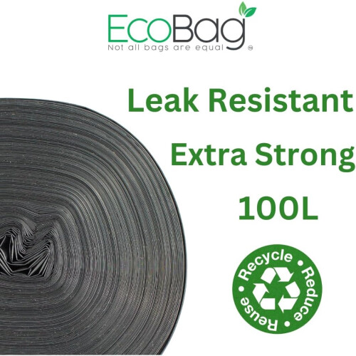 Eco Bag 50 Heavy Duty Refuse Sacks, Black, 1x 2