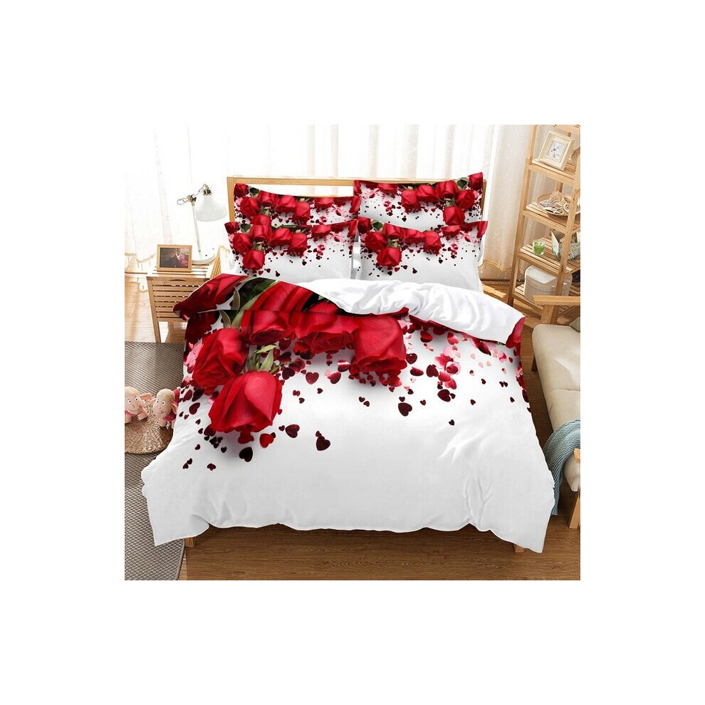 (Style 05, King) 3D Bedding Sets Home Rose Pattern Duvet Cover