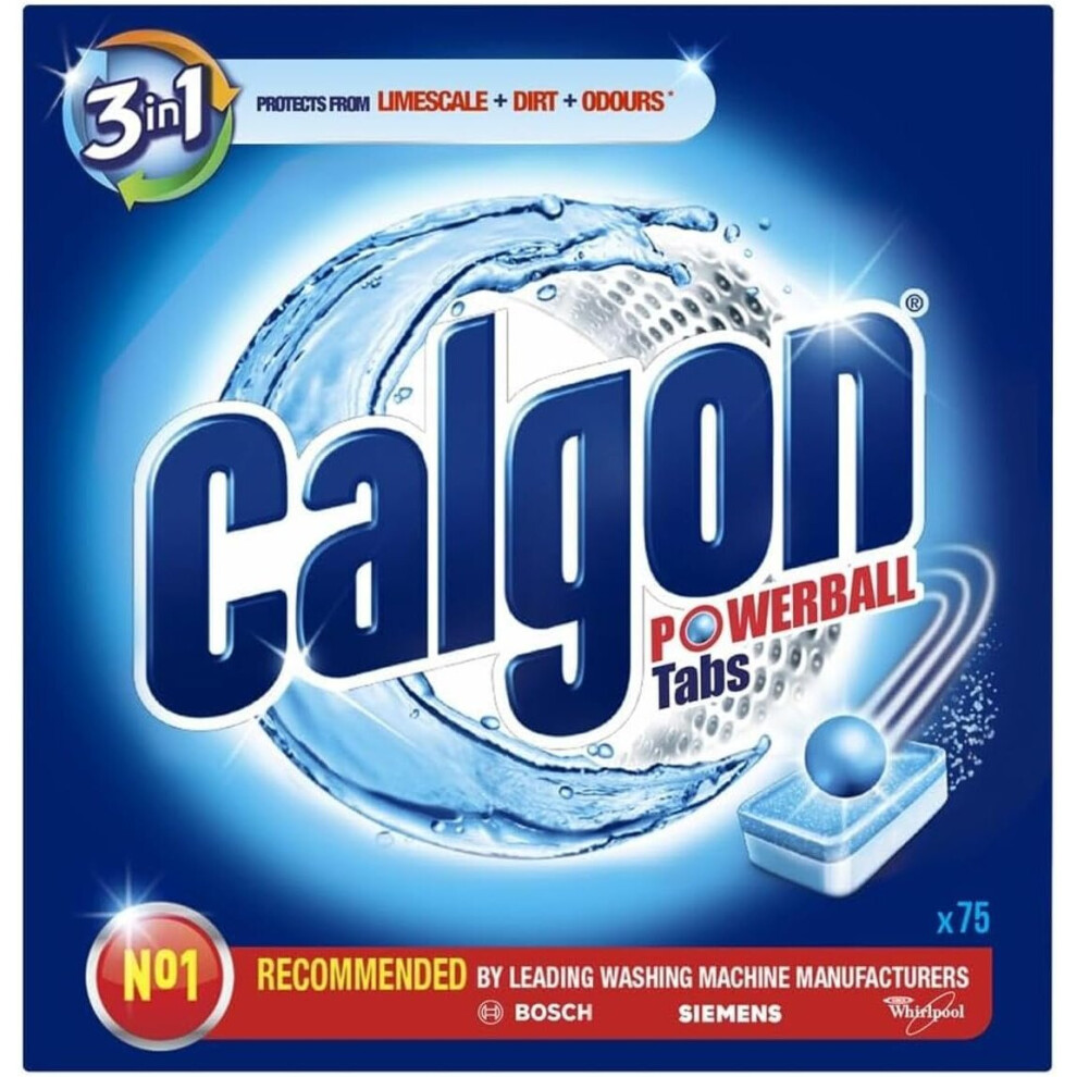 3-in-1 Water Softener Tablets Washing Machine Cleaner Removes Odours Limescale and Residue Deep Clean Units 75 Tablets Size: XL Pack of 75