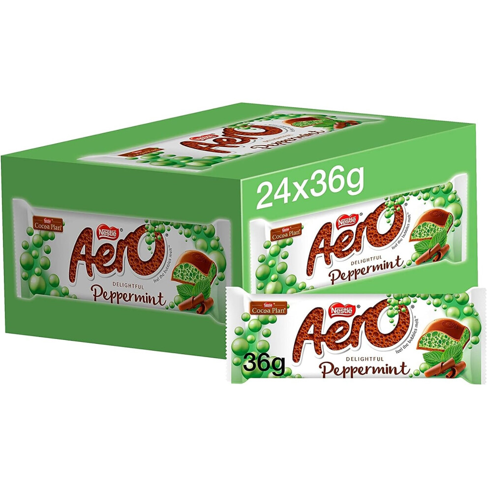 Aero Bubbly Peppermint Mint Chocolate Bars, 24 x 36 g