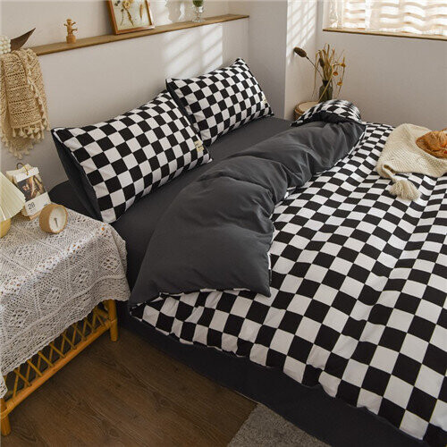 (Style 04, Single) Classic Plaid Bedding Sets Lattice Duvet Covers