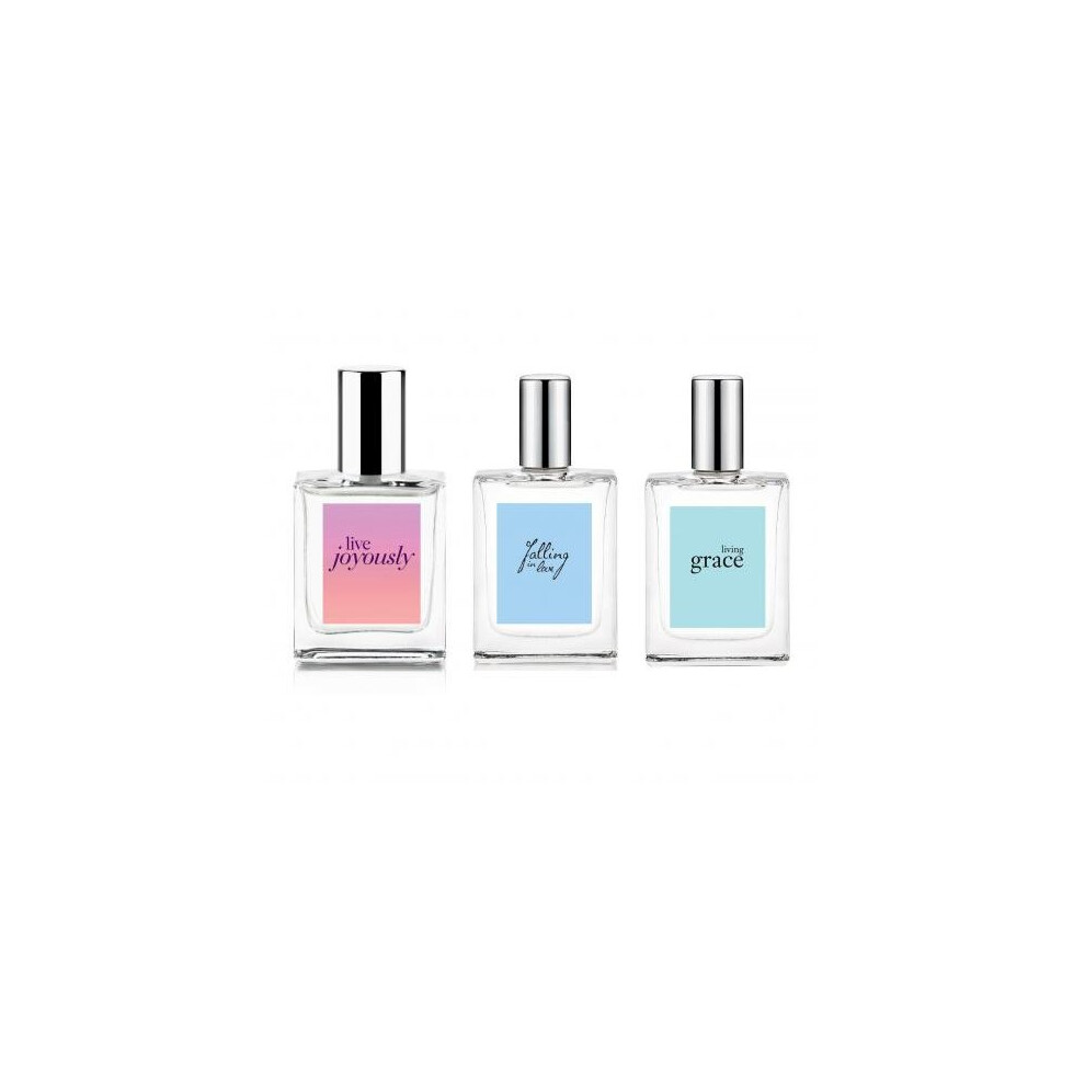 Philosophy 3 Pcs Mini Set: Live Joyously 15 Ml Edp + Falling In Love 15 Ml Edt + Living Grace 15 Ml Edt