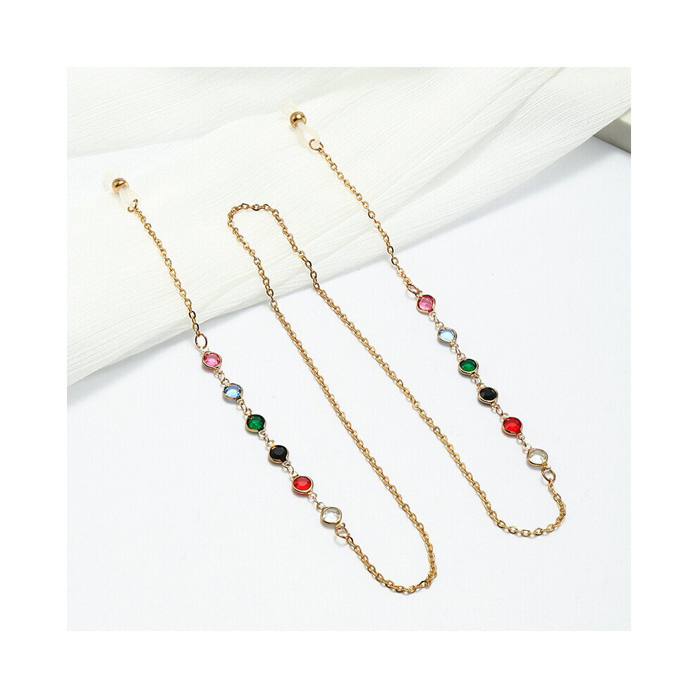 Colorful Rhinestone Glasses Chain Women Vintage Metal Golden Glasses Chain Accessories