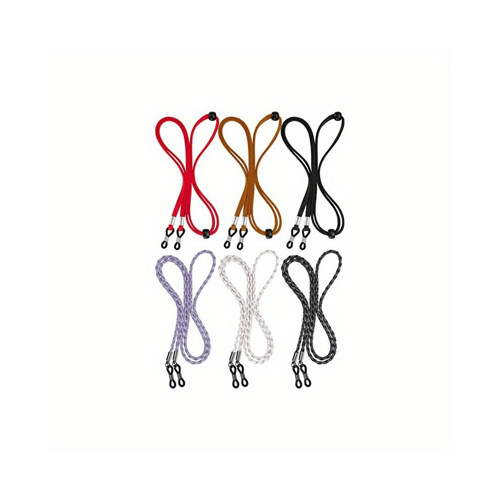 Multicoloured 6Pcs Adjustable Glasses Strap Sunglasses Reading Glasses Rope String Holder Cord Anti Slip Eyewear Retainer Lanyard