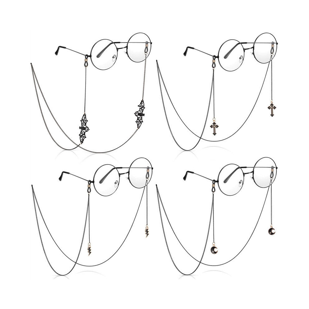 4pcs set Glasses Chain For Women Goth Bat Moon Pendant Eyeglass Strap Holder Lanyards Retainer