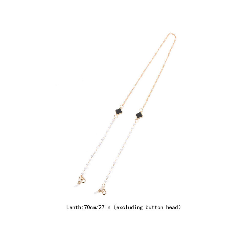 Faux Pearl Eyeglass Chain Adjustable Hanging Chain Womens Sunglass Lanyard Strap Face Mask Chain Eyewear Holder Four Leaf Clover 27