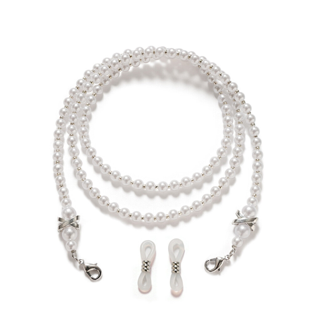 White Faux Pearl Beaded Eyeglass Chain Acrylic Faux Pearl Glasses Lanyard Sunglasses Chain Eyewear String Holder For Women