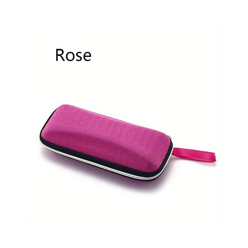 Pink 1Pc Honeycomb Pattern Glasses Case Minimalist Hard Eyewear Protector Zipper Eyeglasses Storage Box