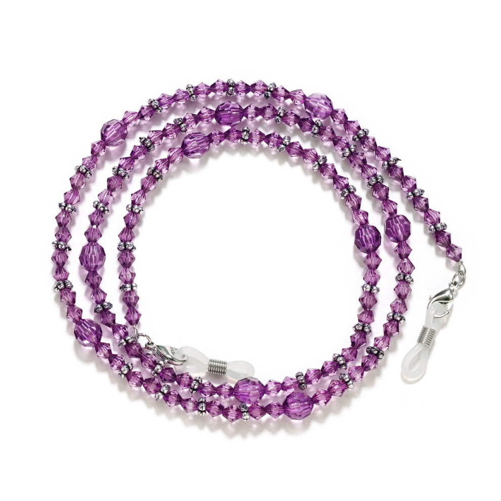 Purple Bead Vintage Casual Beaded Eyeglass Eyewears Sunglasses Reading Glasses Chain Cord Holder