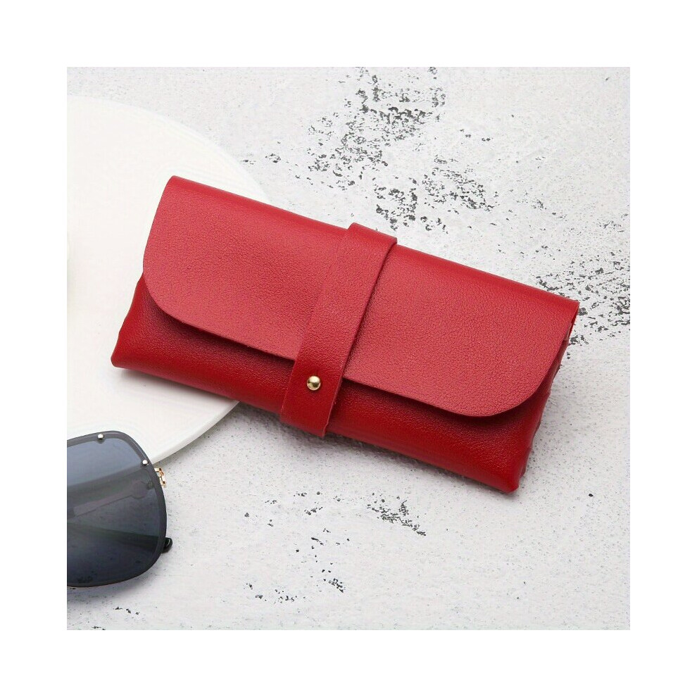 1pc Flap Glasses Bag Minimalist PU Leather Glasses Sunglasses Case Portable Travel Eyewear Container