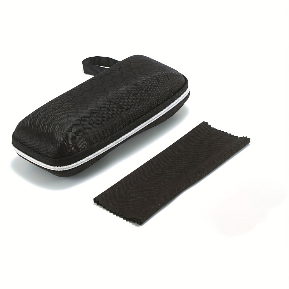 Black 1Pc Honeycomb Pattern Glasses Case Minimalist Hard Eyewear Protector Zipper Eyeglasses Storage Box