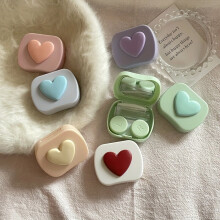 Heart Lens Cases 5 In 1 Travel Lens Box With Mirror Tweezers Remover Tool Solution Bottle For Outdoor Office Daily Use