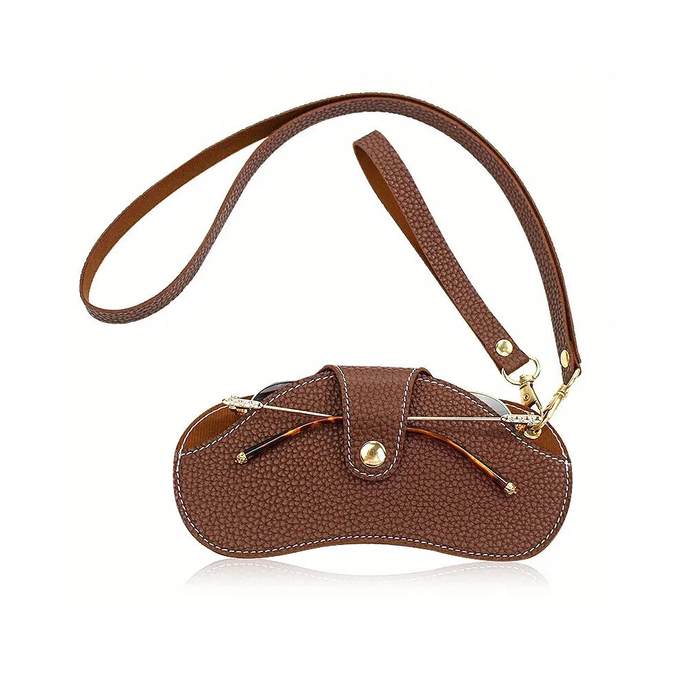 Lychee Embossed Glasses Cover Soft Leather Portable Hanging Sunglasses Reading Glasses Bag Pouch Anti Scratch Eyewear Accessory