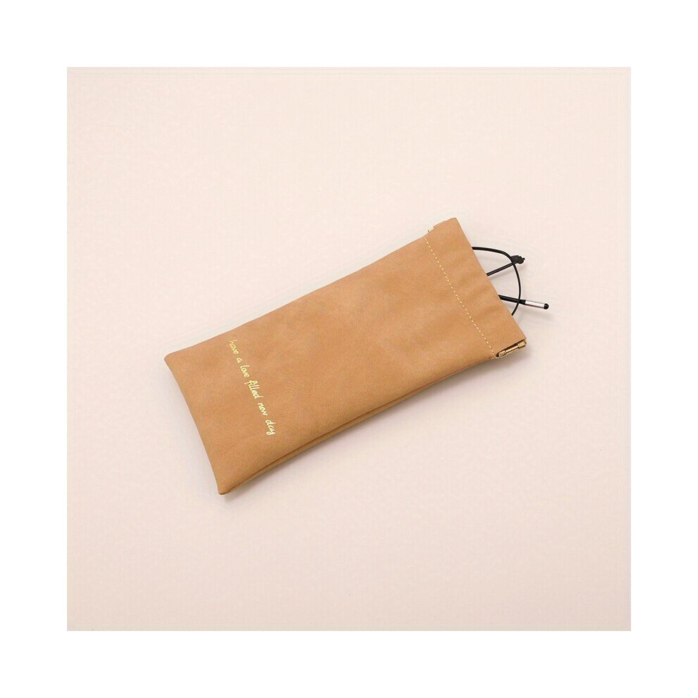 Brown Solid Velvet Glasses Bag Automatic Closure Sunglasses Reading Glasses Pouch Cover Portable Eyewear Accessory