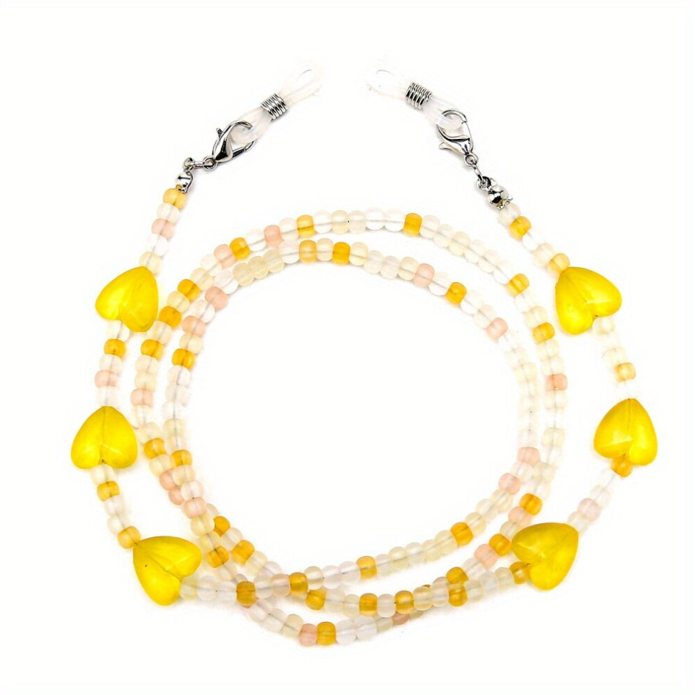 1pc Heart Decor Beaded Glasses Chain Acrylic Eyeglasses Lanyard Strap Eyewear Face Covering Retainer For Women Men
