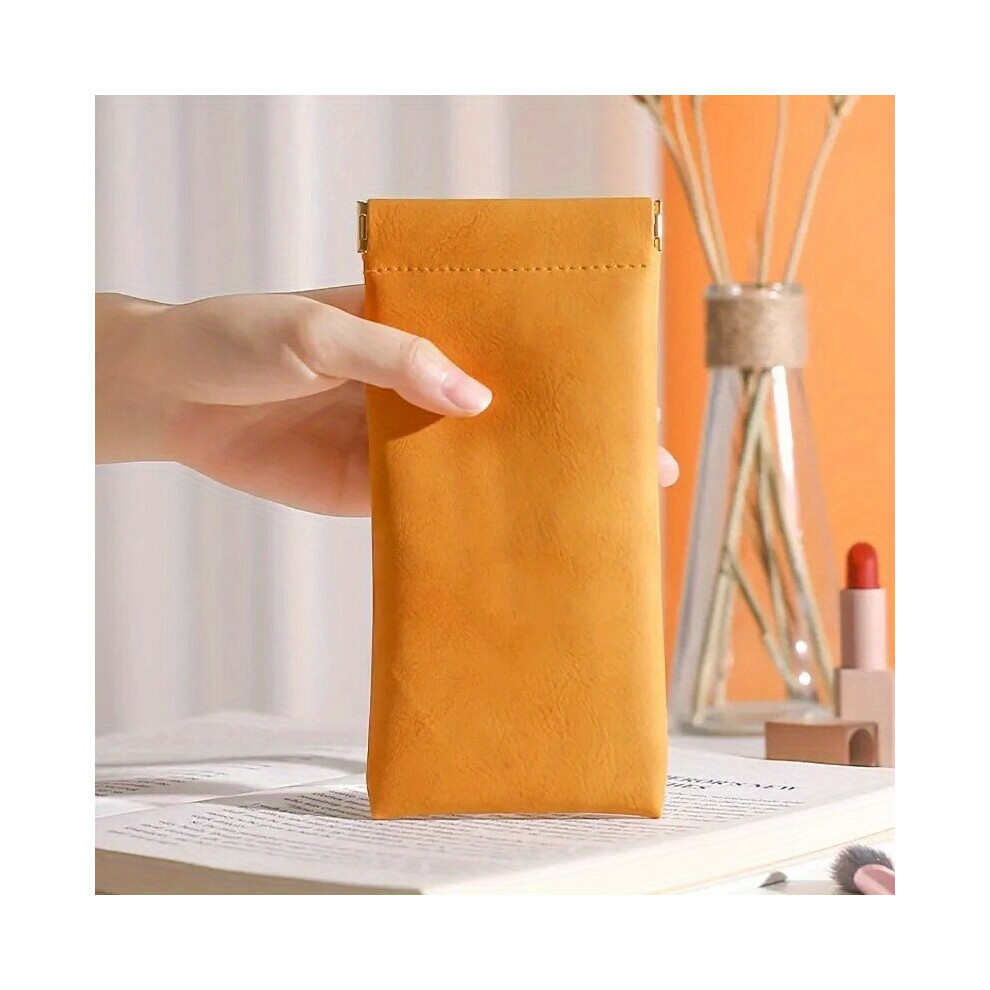 Solid Glasses Bag Automatic Closure PU Leather Sunglasses Pouch Waterproof Eyeglasses Storage Bag Eyewear Accessory