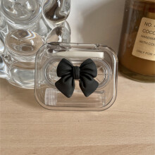 Bow Decor Lens Case Travel Lens Box With Tweezers Remover Tool Solution Bottle For Outdoor Office Daily Use
