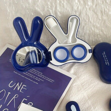 Cartoon Rabbit Lens Cases 5 In 1 Travel Lens Box With Mirror Tweezers Remover Tool Solution Bottle For Outdoor Office Daily Use