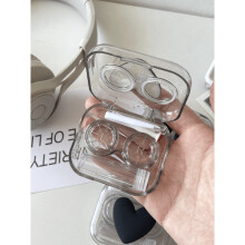 Heart Bow Decor Lens Cases Travel Lens Box With Tweezers Remover Tool Solution Bottle For Outdoor Office Daily Use