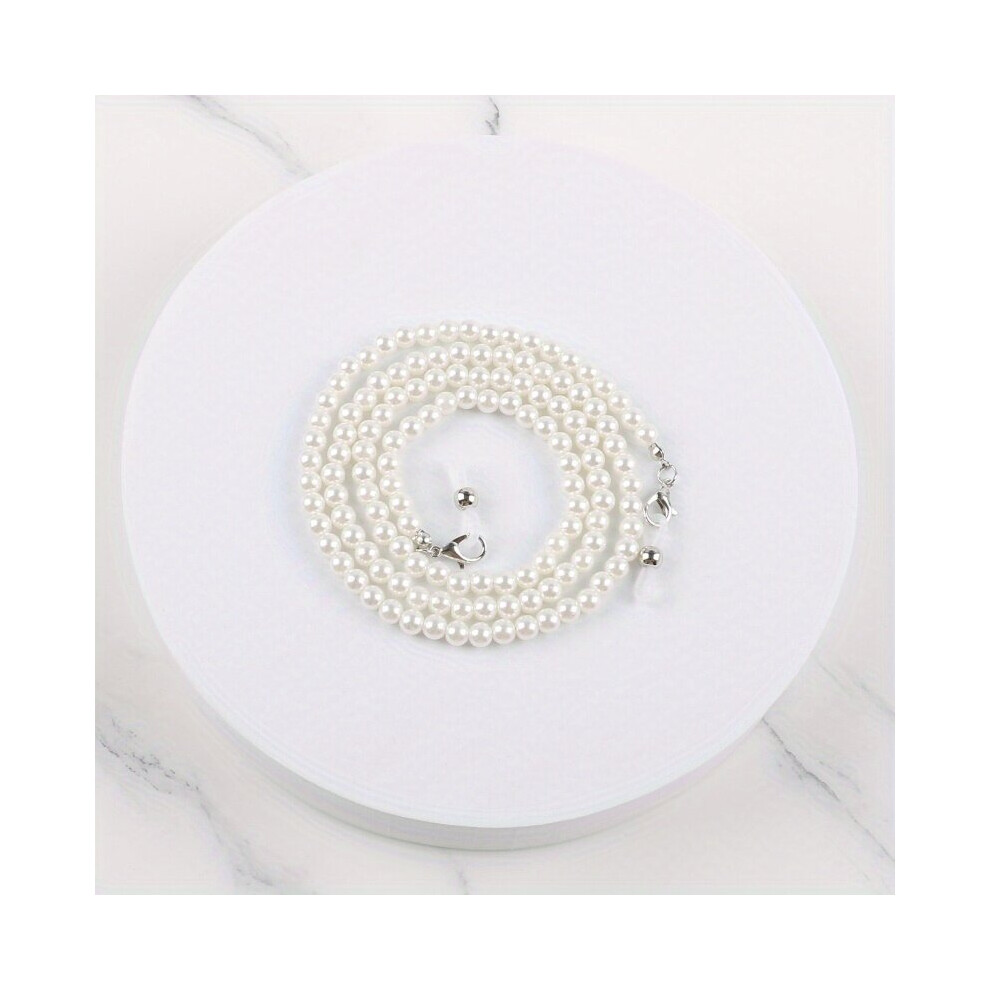 White Pearl Mask Rope Glasses Chain Purpose Hand Decorated Necklace
