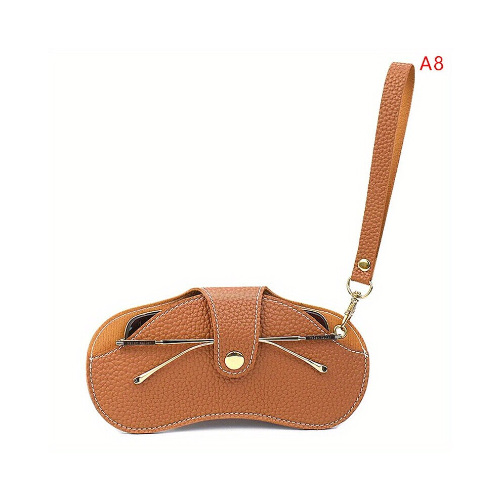 Lychee Embossed Glasses Cover Snap Hanging PU Leather Sunglasses Reading Glasses Pouch Bag Portable Eyewear Holder