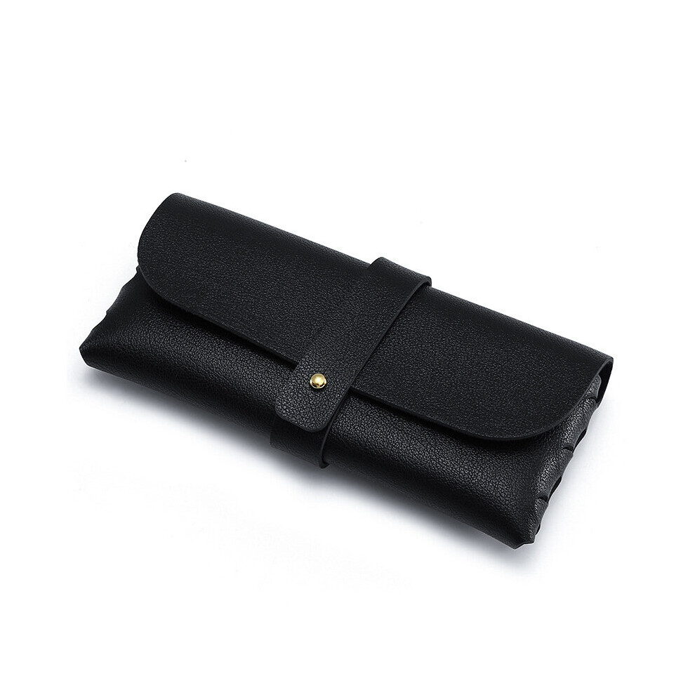 Faux Leather Eyeglass Case With Belt Button & Press Buckle Soft Sunglasses Box