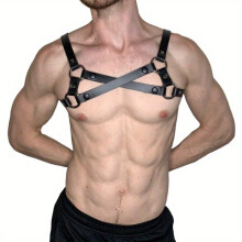 Mens Punk Body Chest Harness Leather Chest Belt Shoulder Strap For Cosplay Party Costume
