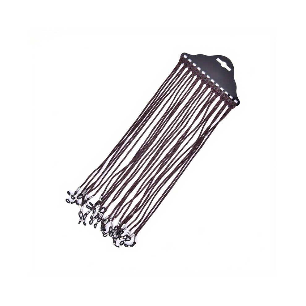 Brown 12Pcs Nylon Braided Glasses Strap Sunglasses Reading Glasses Rope String Holder Cord Anti Slip Eyewear Retainer Lanyard