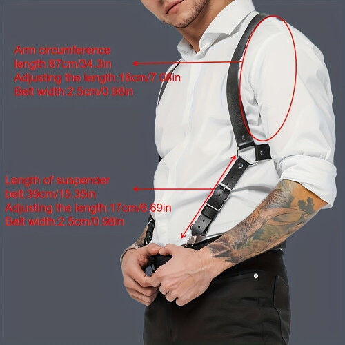 Mens Gothic Leather Decor Suspenders 2