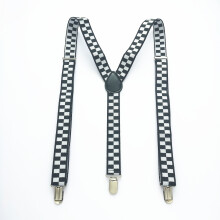Plaid Men Suspenders 2 Wide Adjustable Elastic Strap Y Back Braces