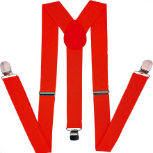 1pc Mens Red Suspenders Adjustable Elastic Y Back Suspenders For Men With Strong Metal Clips Unisex Suspenders
