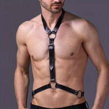 Mens Sexy PU Leather Adjustable Harness Male Underwear Bondage Harness Body Punk Belt