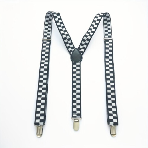 Plaid Men Suspenders 2 Wide Adjustable Elastic Strap Y Back Braces 1