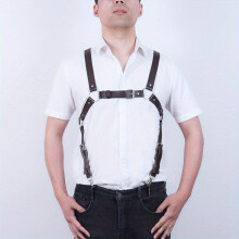 Mens Gothic PU Leather Bondage Harness O Shaped Ring Adjustable Harness Straps