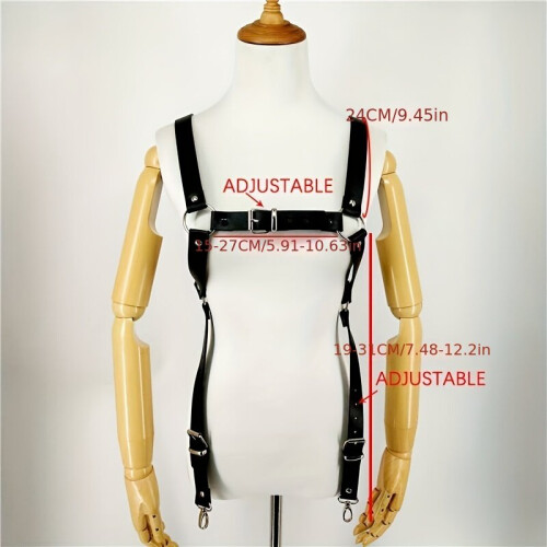 Mens Gothic PU Leather Bondage Harness O Shaped Ring Adjustable Harness Straps 2