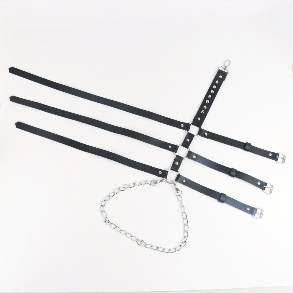 Mens Chain Metal Round Ring Rivet Pants Chain Punk Rock Bondage Belt Street Dance Hip hop Accessories