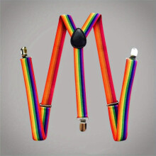Mens Rainbow Adjustable Elasticity Suspenders For Trousers Braces With 3 Protection Clips Suspenders