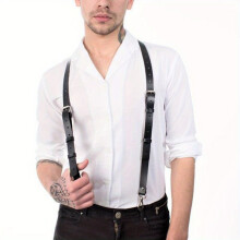 Mens Suspenders Decorative Belt Pu Leather Adjustable British Casual Strap Suspenders