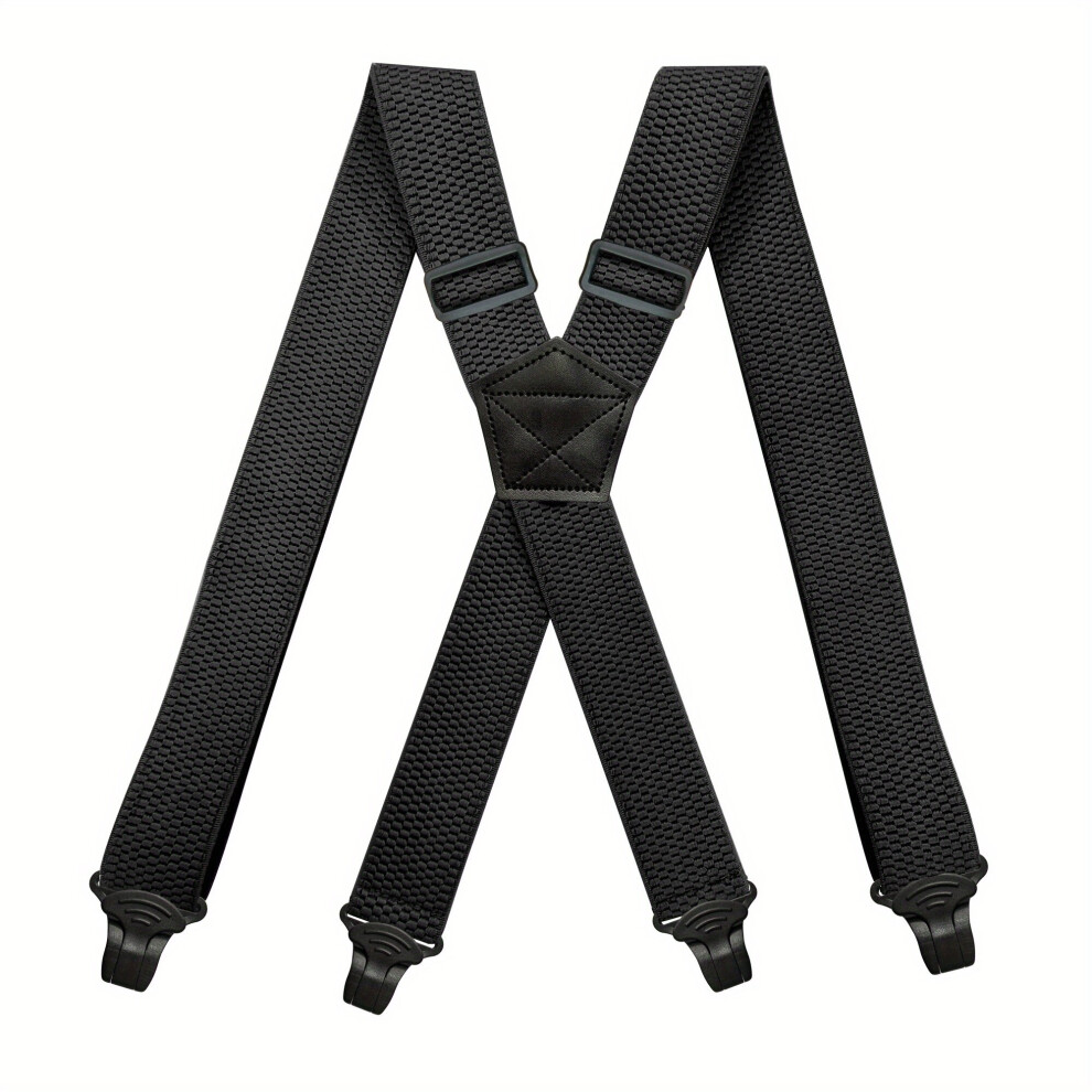 1pc Airport Friendly Suspenders For Men Heavy Duty Big And Tall 3 Wide X back 4 Plastic Gripper Clasp Clips Mens Work Suspenders Trouser Braces