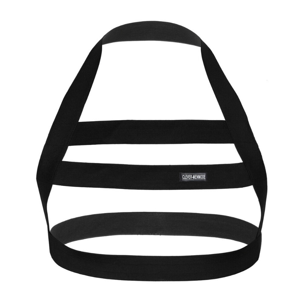 Black Mens Body Chest Harnes Shoulder Strap Elastic Exotic Muscle Lingerie Clubwear For Cosplay Party Costume