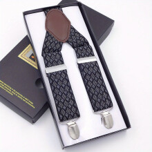 Mens Adjustable Elasticity Suspenders For Trousers Braces With 3 Protection Clips Suspenders