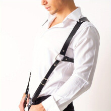 Mens Leather Suspenders Gothic Leather Chest Straps Adjustable Buckle Straps Hanging Pants Shoulder Straps Clothing Versatile