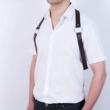 Mens Suspenders Punk Hip hop Shoulder Harness PU Leather Adjustable Belt For Cosplay Party Costume