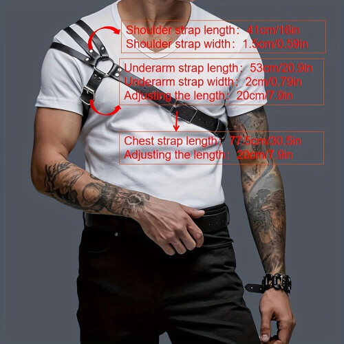 1pc PU Leather Suspender Decorative Leather Harness For Gothic Performance For Men 2