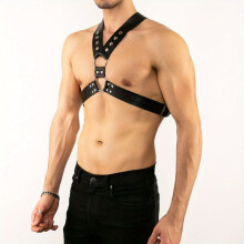 Mens Sexy Leather Bondage Harness Hollow Bundle Sex Props Wear Body Bondage Clothes Accessory For Adult