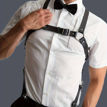 1pc PU Leather Suspenders Gothic Leather Trim Suspenders For Men