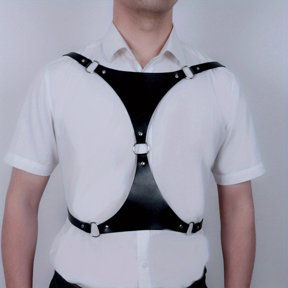 Men's Black Harness Bondage Punk Belt Bust Chest Shoulder Straps Suspenders