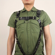 Mens Punk Shoulder Strap PU Leather AdjustableHarness Belt For Cosplay Party Costume